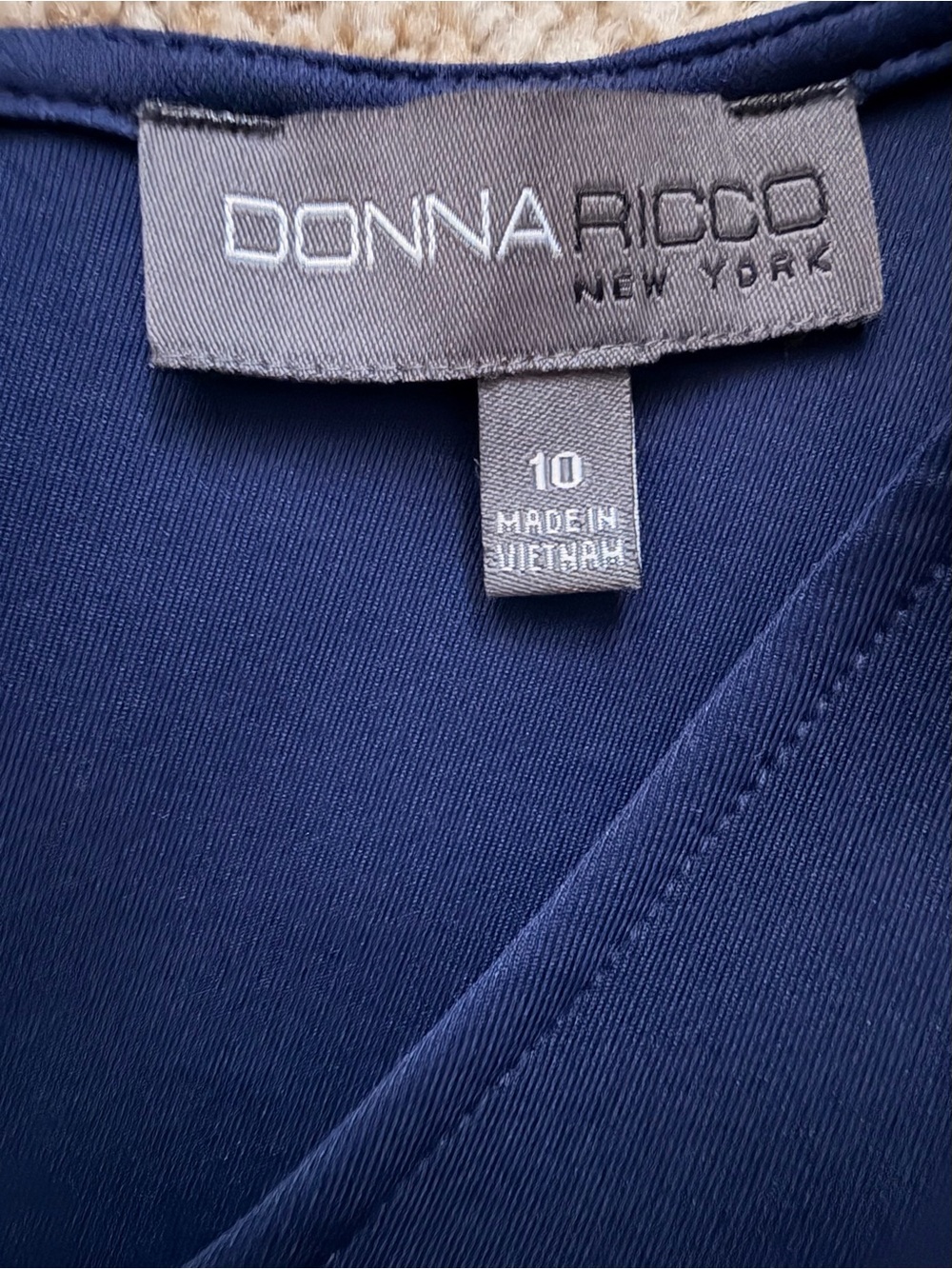 Donna Ricco Navy V-Neck A-Line Dress with Lace Hem - Picture 8 of 9